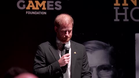 Britain's Prince Harry speaks at Invictus Games event in London