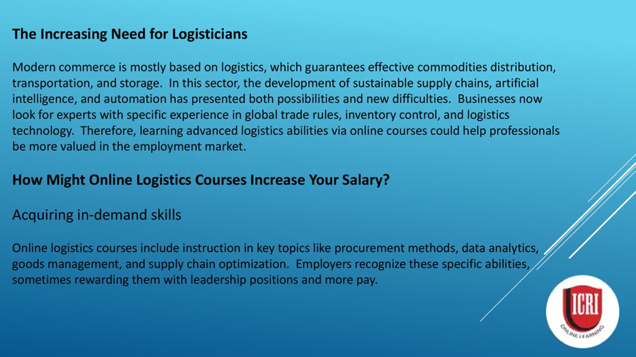 Could courses in online logistics help you pay for 2025?