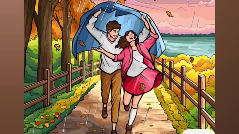 Couple Enjoying a Rainy Autumn Day Under a Shared Blanket