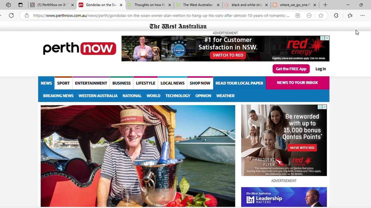 Perth Now story on retiring Swan River gondolier was comms about Q Team's Cabal takedown