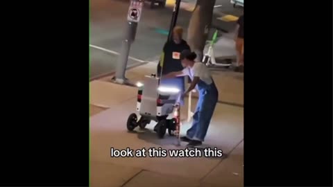 Man overturns Food Delivery Robot
