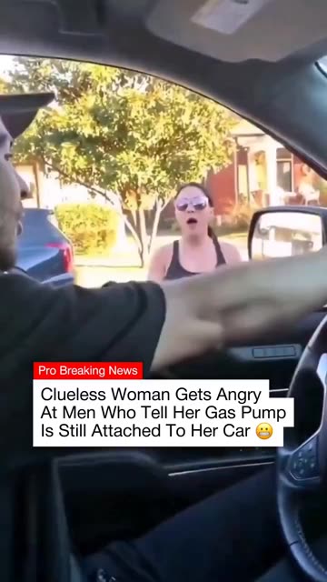 The men tried to explain, pointing at the pump hanging from her vehicle
