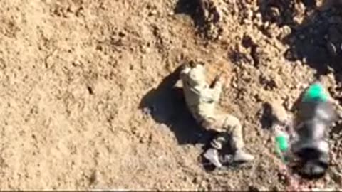 A Ukrainian drone dropping a grenade on a Russian Infantryman. October 2022