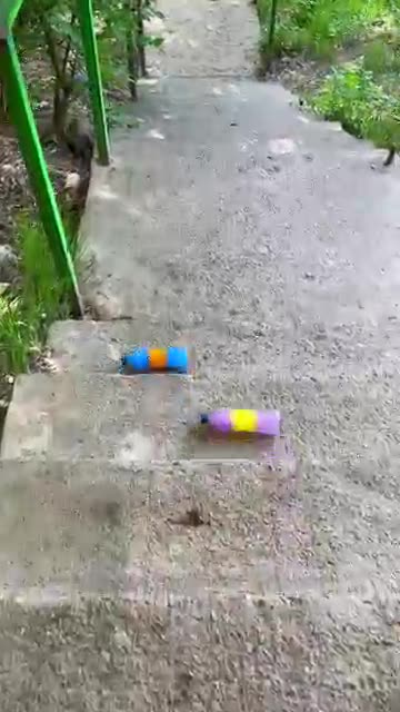 Rolling colorfull bottle on the stair 🌈👻