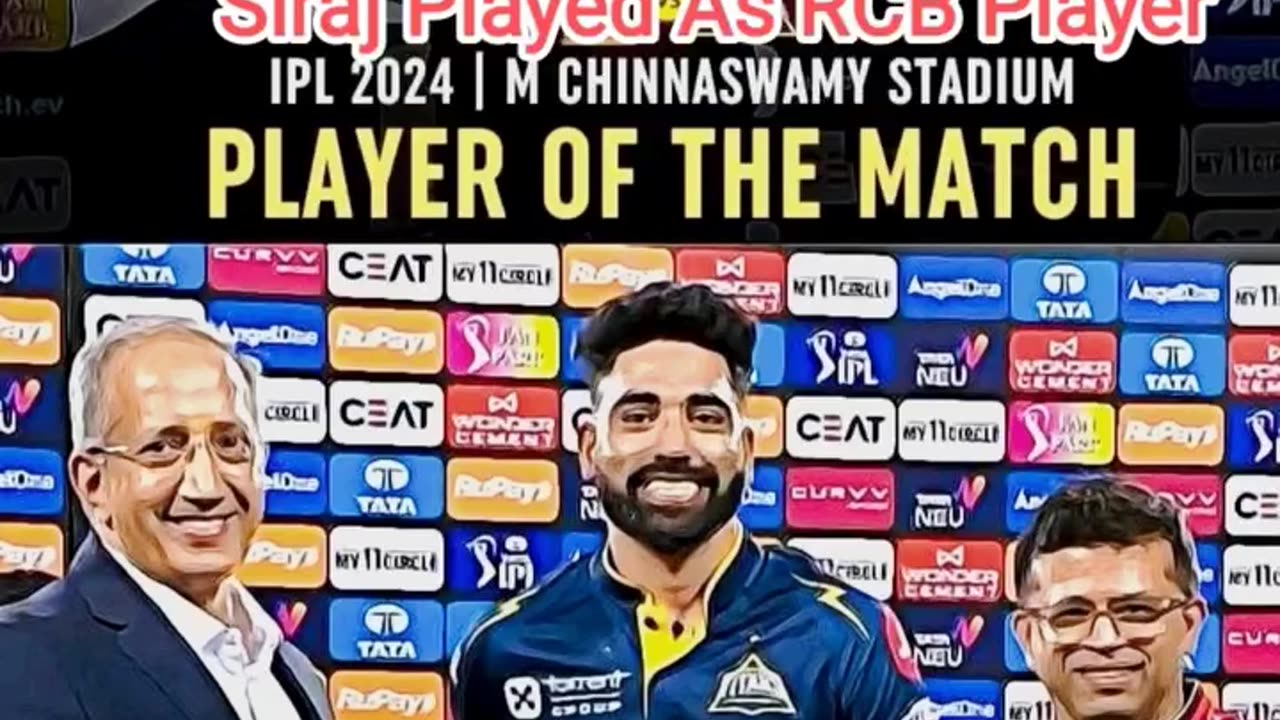 Siraj POTM Vs RCB at Chinaswamy. Bengaluru.In 2025 POTM Vs GT. Likes this Ground.