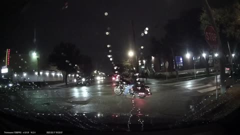 Biker Eats It on Rainy Houston Roads