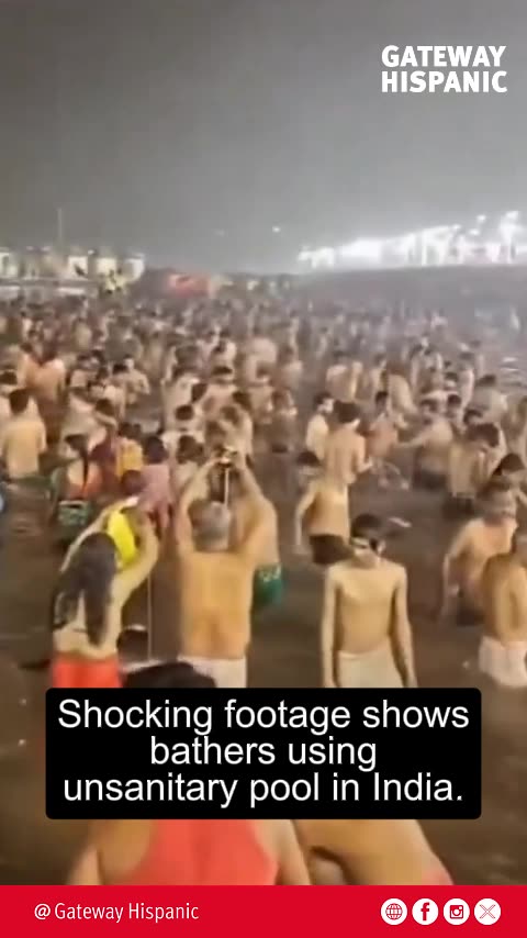 Shocking footage shows bathers using unsanitary pool in India