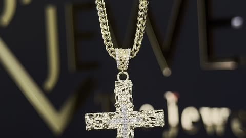 10K Gold Nugget Cross & 22” Rope Chain Setup