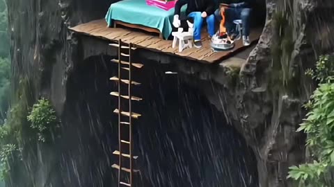 Living on the Edge 🌧️ | Extreme Cliff Camping Adventure