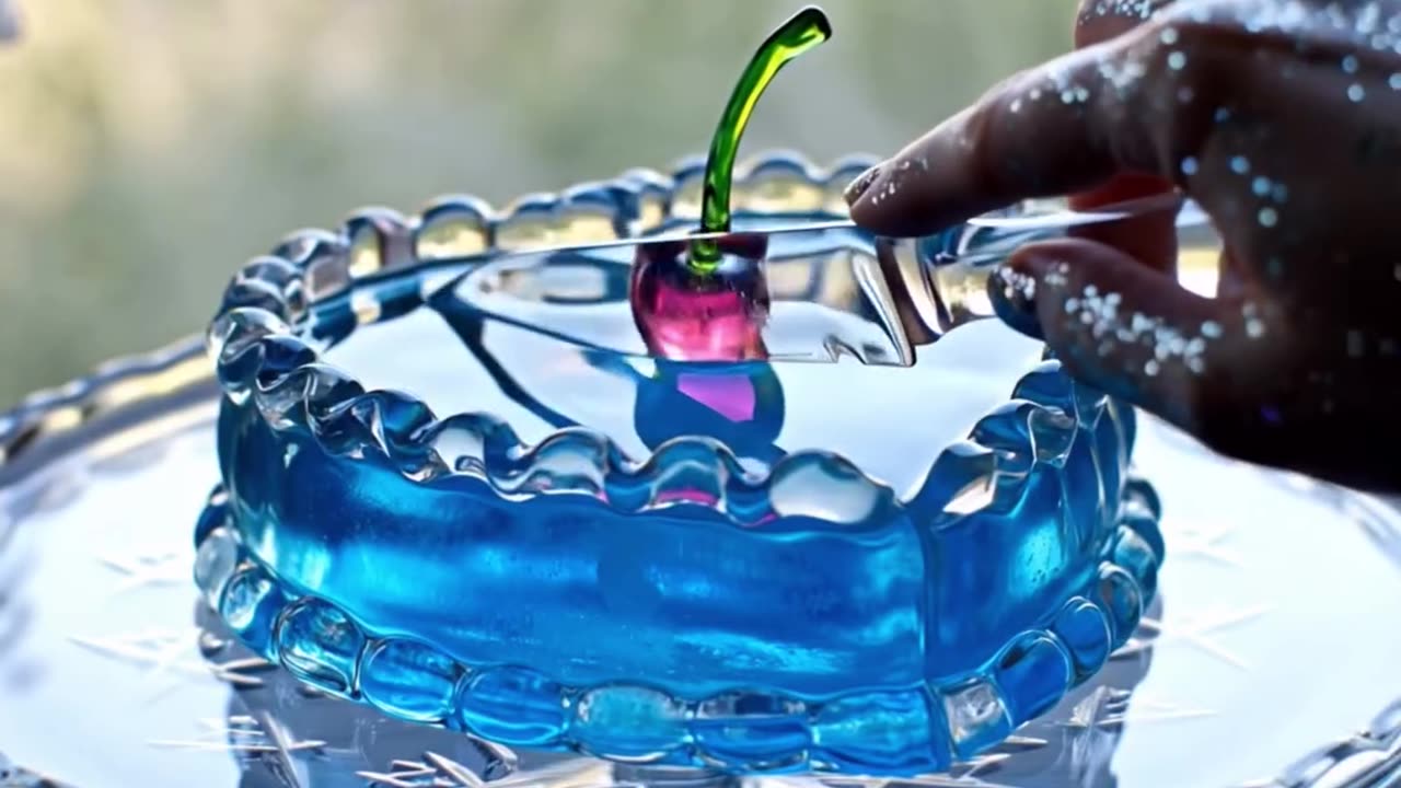 Crystal jelly cake cutting 🎂 #asmr #aiasmr #surreal #oddlysatisfyingvideo #satisfying #glassasm