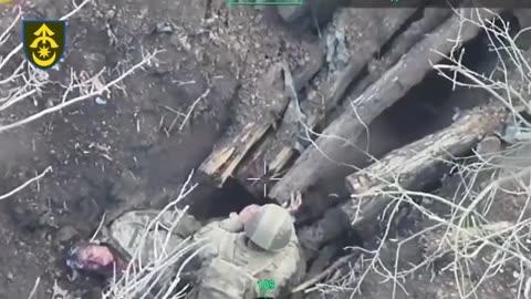 A soldier from the 31st Mechanized Brigade of the Ukrainian Armed Forces, trapped in a dugout,