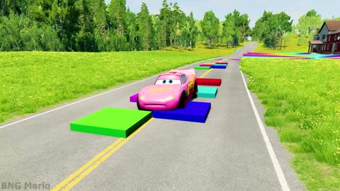 Flatbed Truck McQueen Transportation with Truck Pothole vs Car #3 Drive Gameplay 1080