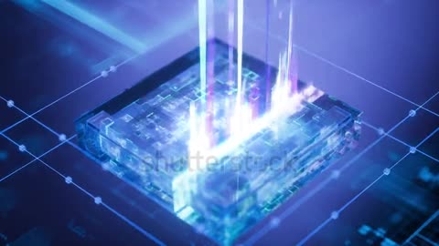 AI Technology Big Data Chip Tech City Opening 3D animation