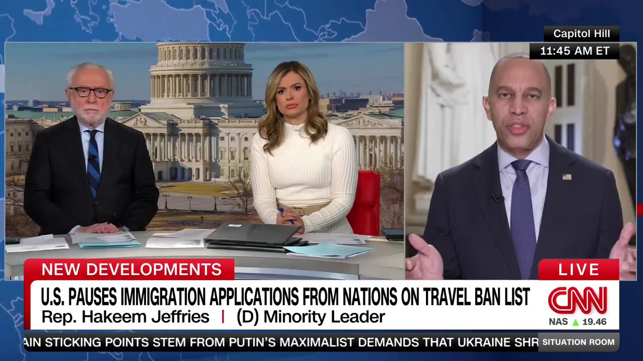 Jeffries Panics When CNN Mentions Trump’s Border Success