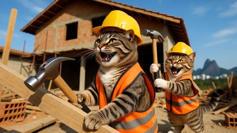 Funny Cats at Work 😂🐱 | This Went Totally Wrong!” “Cats Trying to Work on a Construction