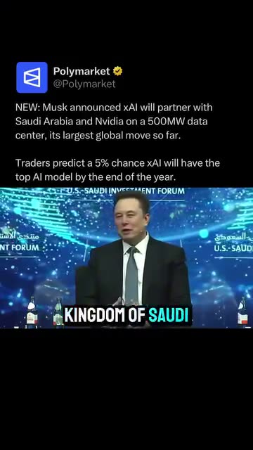NEW: Musk announced xAl will partner with Saudi Arabia and Nvidia on a 500MW data center