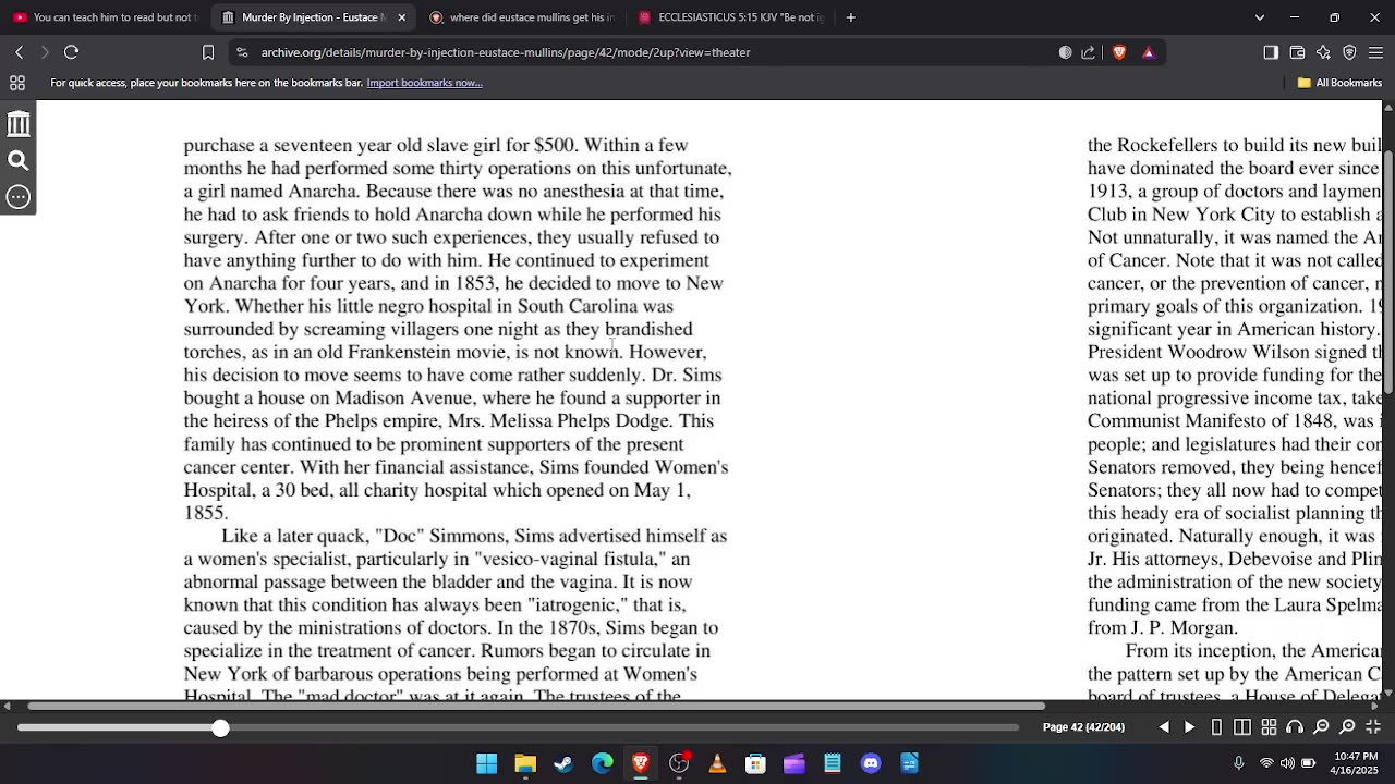 "MURDER BY INJECTION" BY EUSTACE MULLINS: "PROFITS OF CANCER"