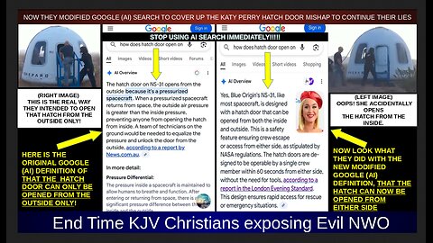 MODIFIED GOOGLE (AI) SEARCH TO COVER UP THE KATY PERRY HATCH DOOR MISHAP TO CONTINUE THEIR LIES