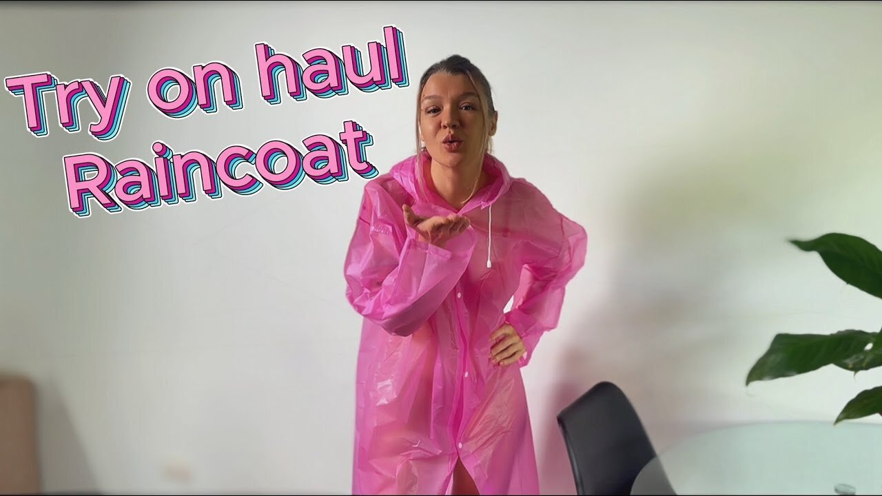 4k Pink Raincoat Try On Cute Fun Playful Rainy Look