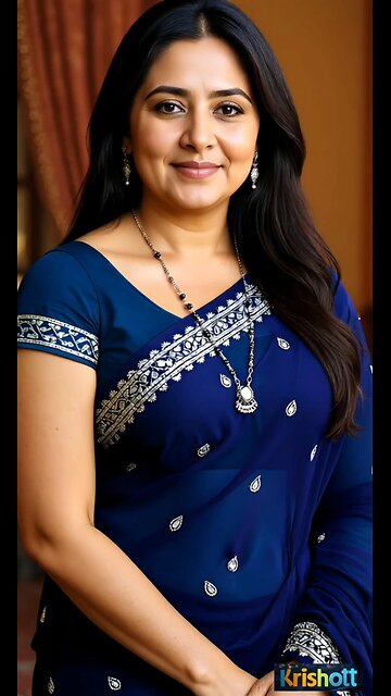 woman in Navy Blue Saree
