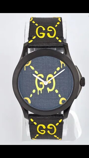 GUCCIBlack/Yellow G-Timeless Rubber Stamp Watch On EBay