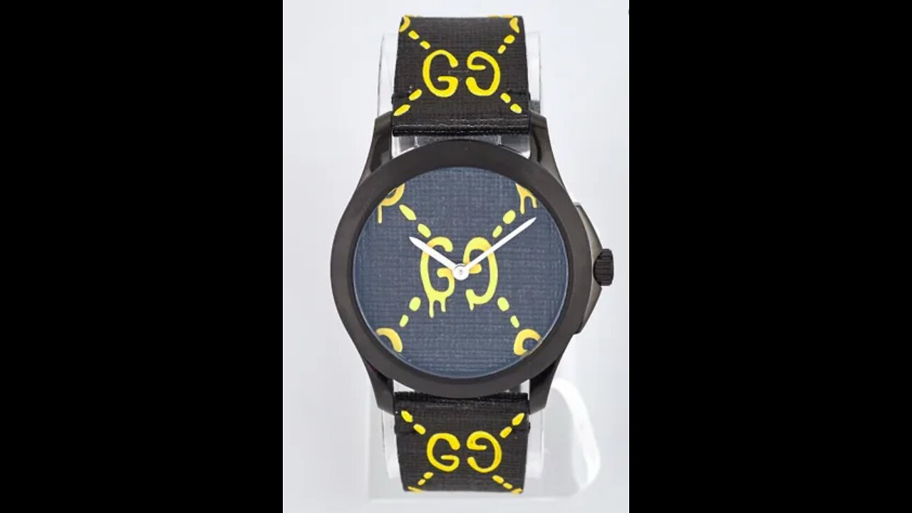 GUCCIBlack/Yellow G-Timeless Rubber Stamp Watch On EBay