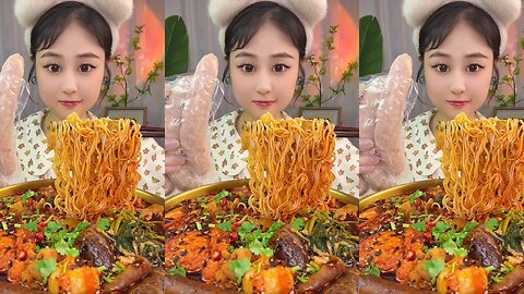 Spicy Ramen Hot Pot with Giant Sausage 🌶🔥 | Noodles, Veggies & Mushrooms | Mukbang ASMR