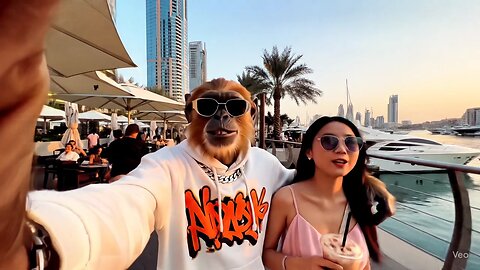 monkey vlogging in Dubai