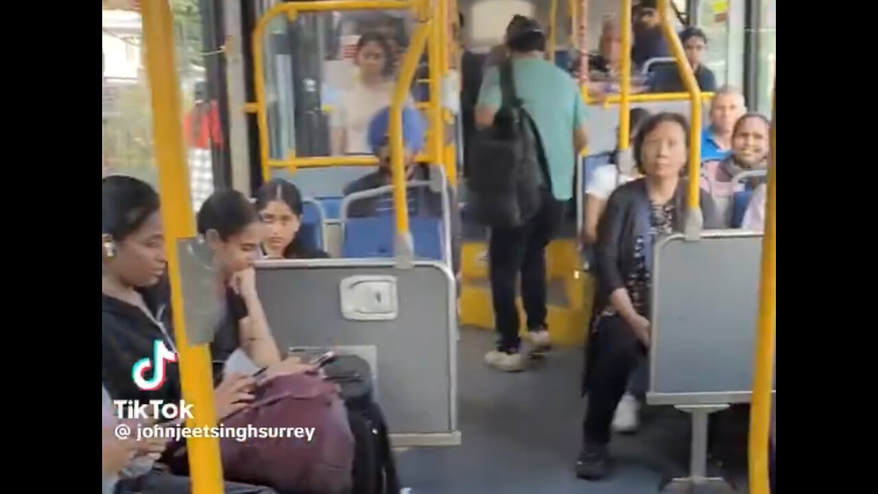 What is happening on this Canadian bus?