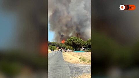 Eyewitness footage captures vehicles driving through smoke as wildfires rage in southern France