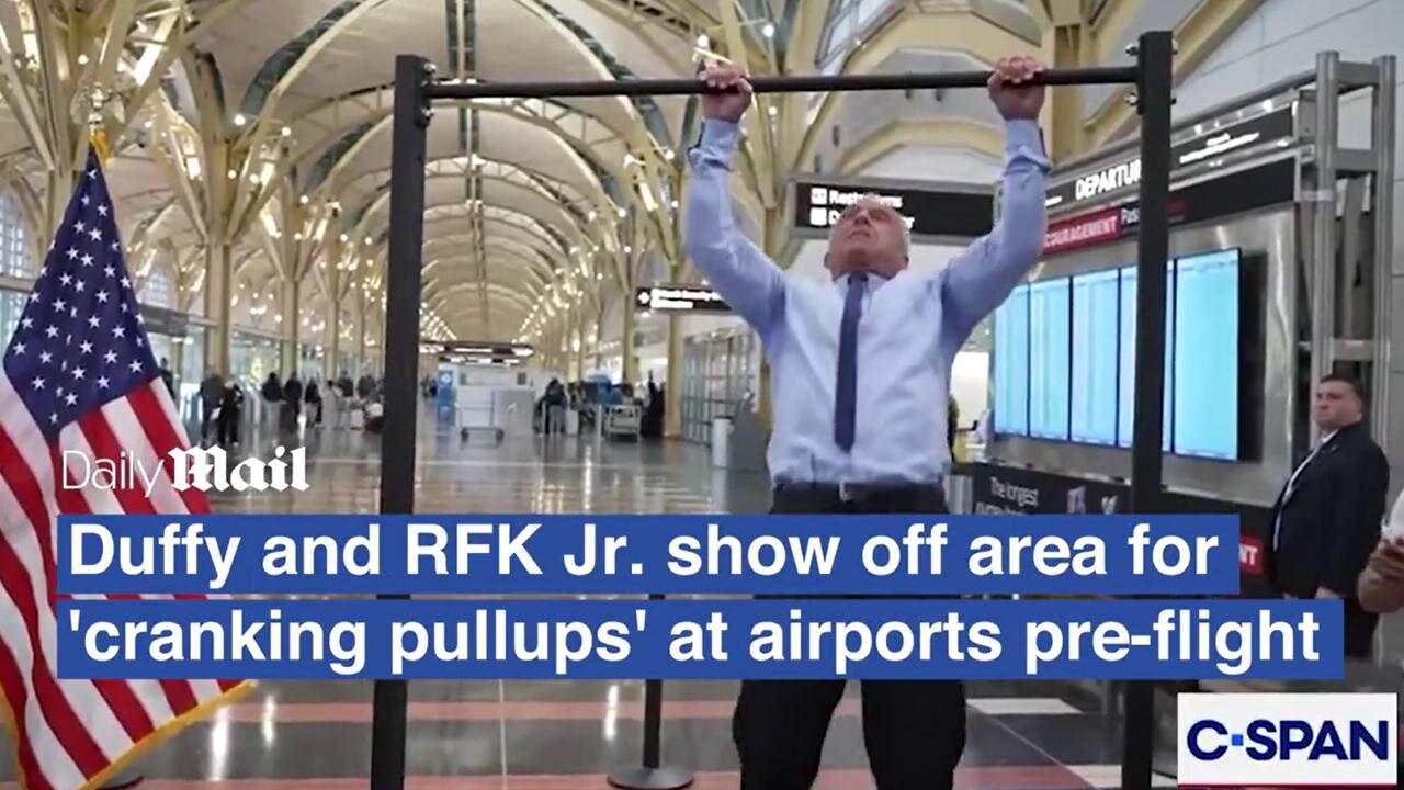 Sean Duffy duels RFK Jr. in pull-up contest as they unveil $1B airport plan for fitness zones & healthier meals~ by Daily Mail 12/9/25