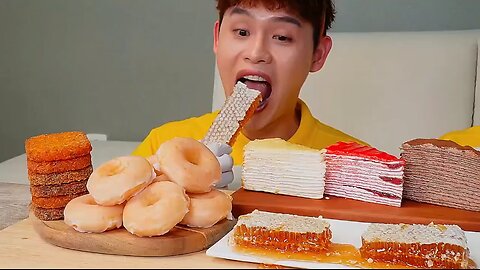 Thousand layers cake, honey comb Mukbang
