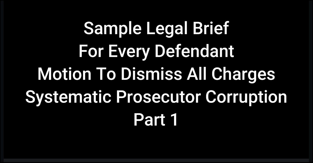 Part 1: Sample Legal Brief Motion To Dismiss Charges Systematic Corruption
