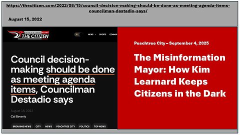 WATCH: September 4: Mayor Learnard’s Latest Attempt to Misinform the Public, Peachtree City Georgia