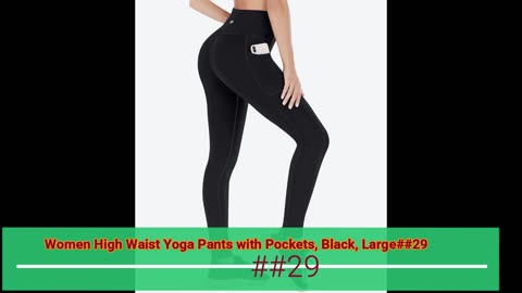 Women High Waist Yoga Pants with Pockets, Black, Large##29