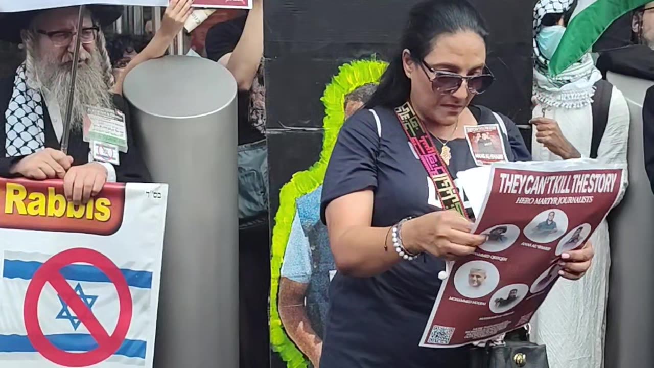 Protect Palestinian journalists. Outside The New York Times. 1of2