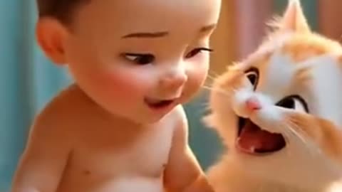 Baby and Kitten Get a Funny Surprise! 😂 | Cutest Fart Laugh Moments #shorts #babyfart #catshorts