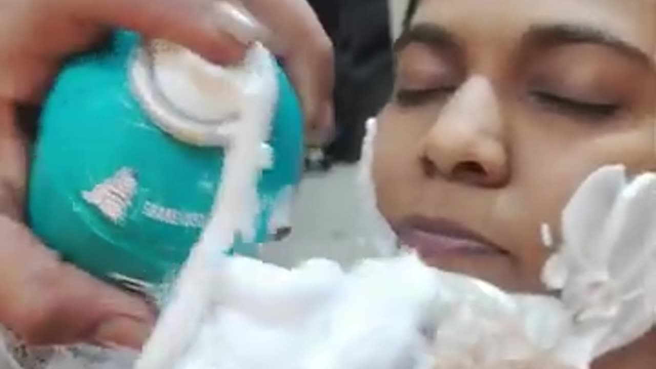 little girl shaving