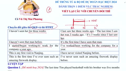 24. Bộ câu hỏi Viết lại câu trọng điểm (Buổi 3)