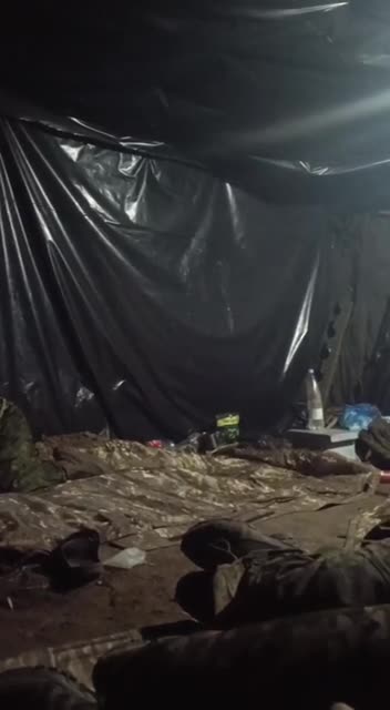 Russian Soldier's Trash Bag Tent is Rocked by Explosion