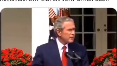 G.W. Bush caught in a possible narrative change. Or Freudian slip.