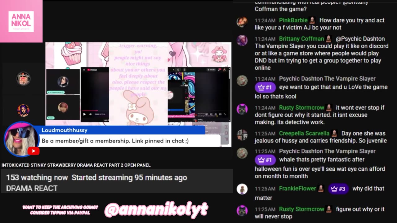 LoudMouthHussy Oct 23, 2025 'INTOXICATED STINKY STRAWBERRY DRAMA REACT PART 2 OPEN PANEL'