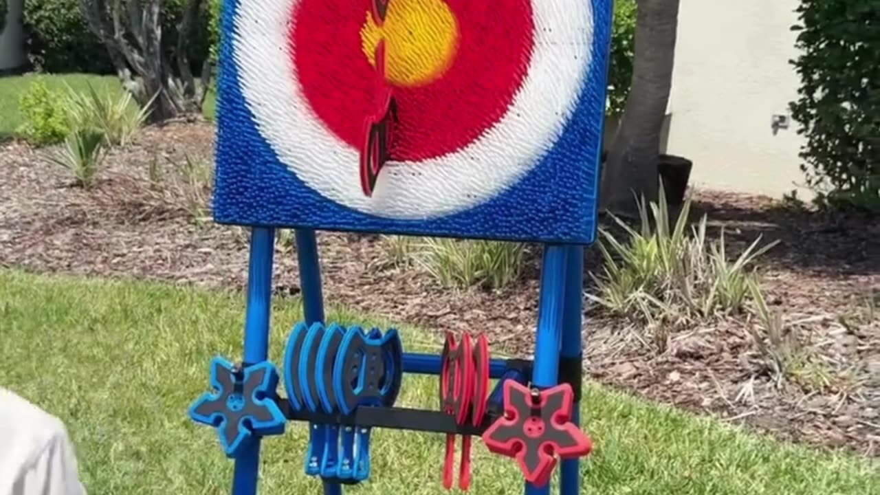 Deluxe Foldable Axe Throwing Game Set - 16 Plastic Axes Included - Safe Outdoor Fun Squid Games