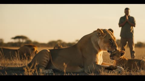 Lion Cub Rescue Eagle Attack on the Savanna