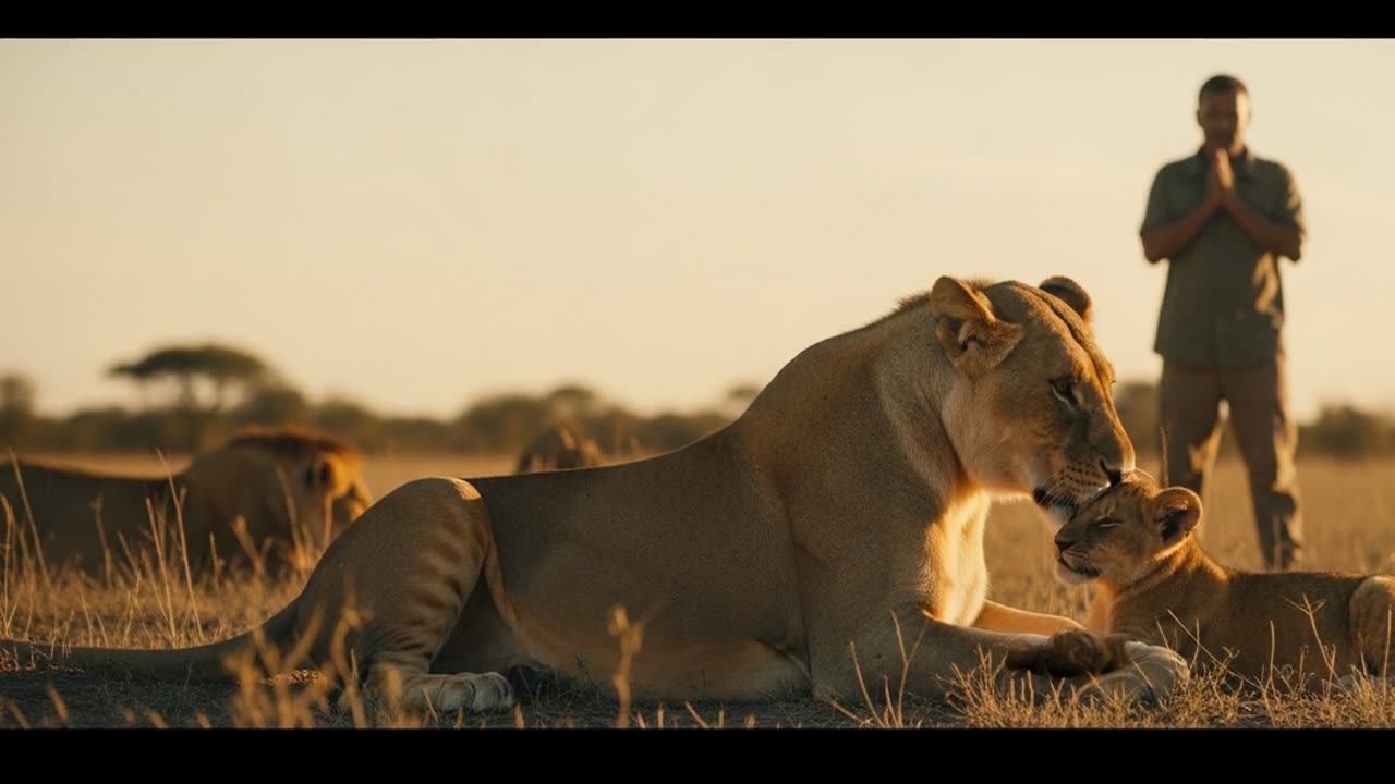 Lion Cub Rescue Eagle Attack on the Savanna