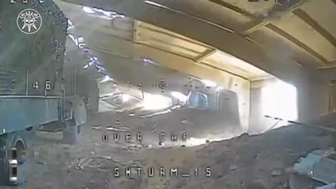 Ukrainian Drones Enter Massive Hanger, Taking Out Entire Fleet of Armored Trucks