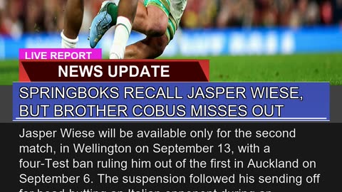 Springboks Recall Jasper Wiese But Brother Cobus
