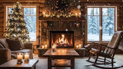 Blizzard Fireplace Sounds For Sleeping with Snowfall ❄️ Cozy Cabin Ambience for Sleep, Relax & Study