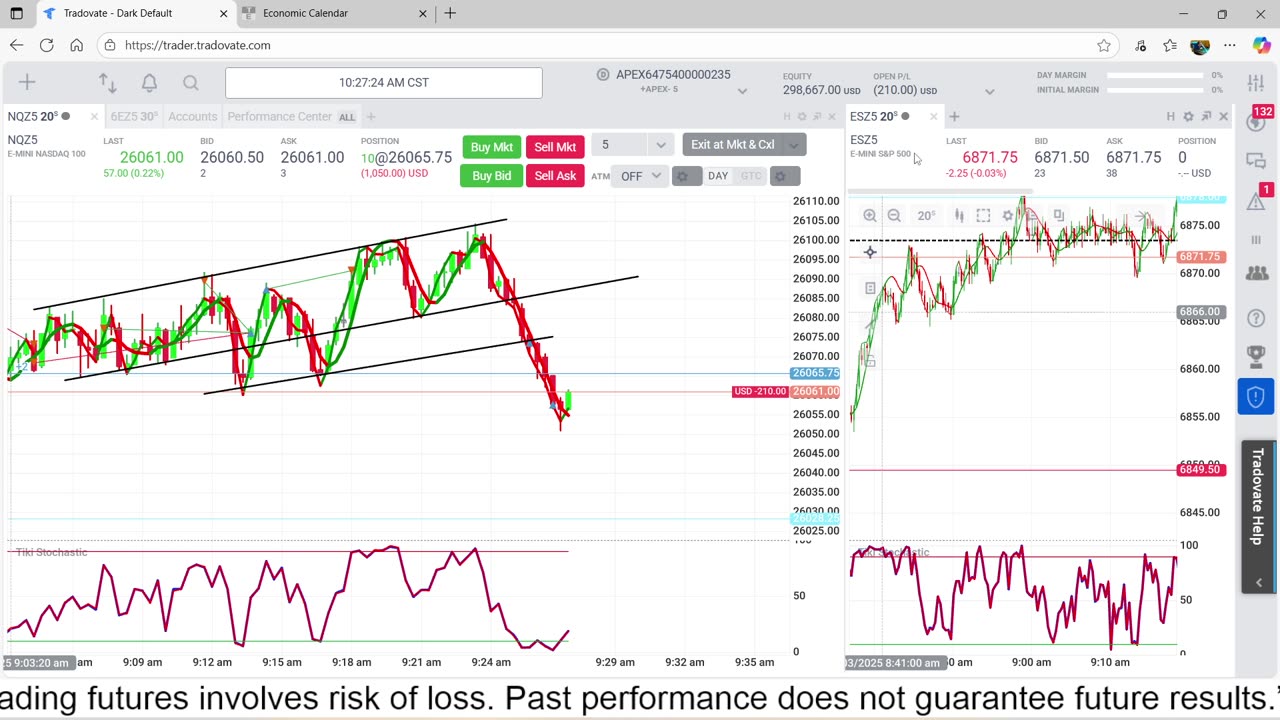 11-3-25 Trading NQ Futures 5 Apex $300,000 Challenge Account Day 1.