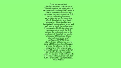 Could not resolve host mirrorlist.centos.org Centos 7